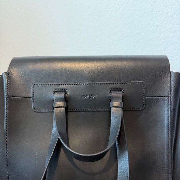 Aritzia Alxiliary Black Smooth Leather De Bray Backpack Book Bag Purse Women's - Picture 7 of 13